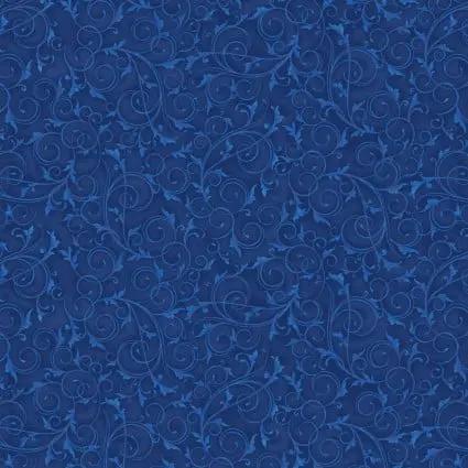 108" Swirls and Twirls Royal Blue Cotton Wideback Fabric per yard