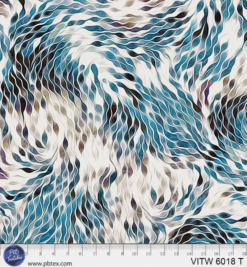 108" Vitality Chic Blue Teal Cotton Wideback Fabric per yard
