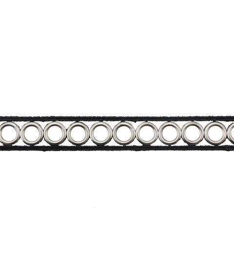 Yaya Han Sew on Fashion Grommet Trim 0.75" Silver - Per Yard