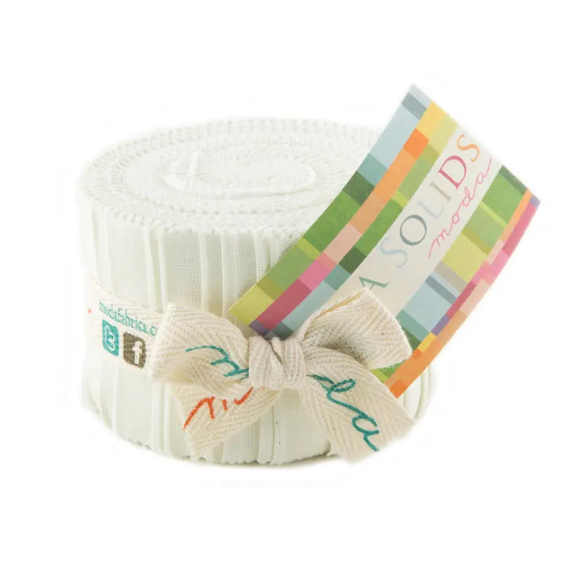 White Porcelain Bella Solids Junior Jelly Roll Precuts