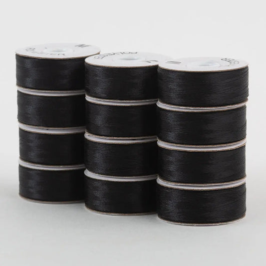 Super Bobs Poly #625 Black (M-Style) 12 pack pre-wound bobbins