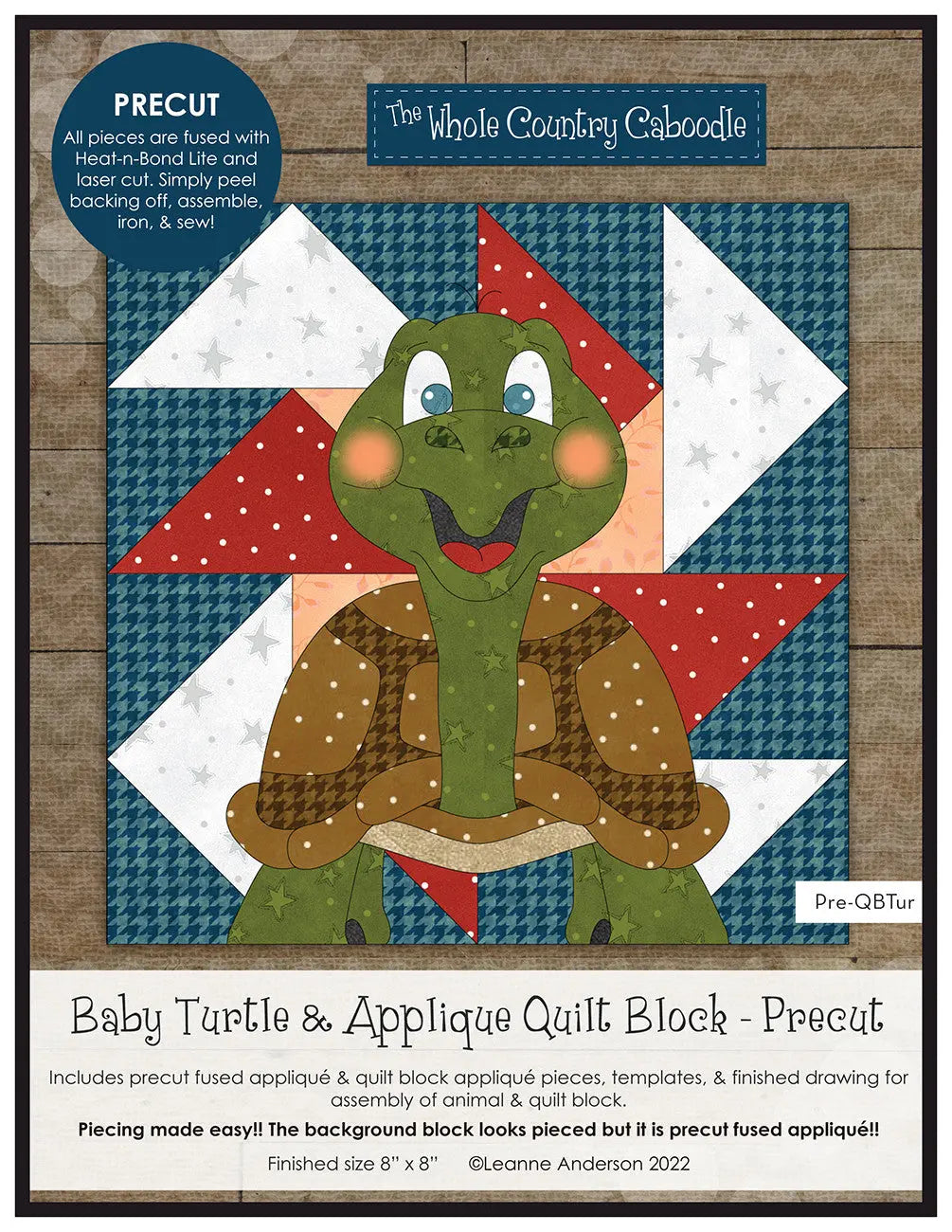 Baby Turtle & Applique Quilt Block Precut Fused Applique Pack