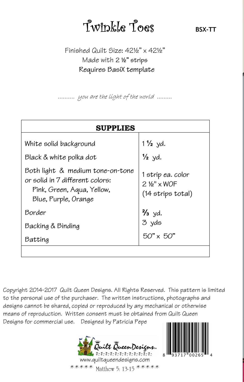 BasiX Twinkle Toes Pattern