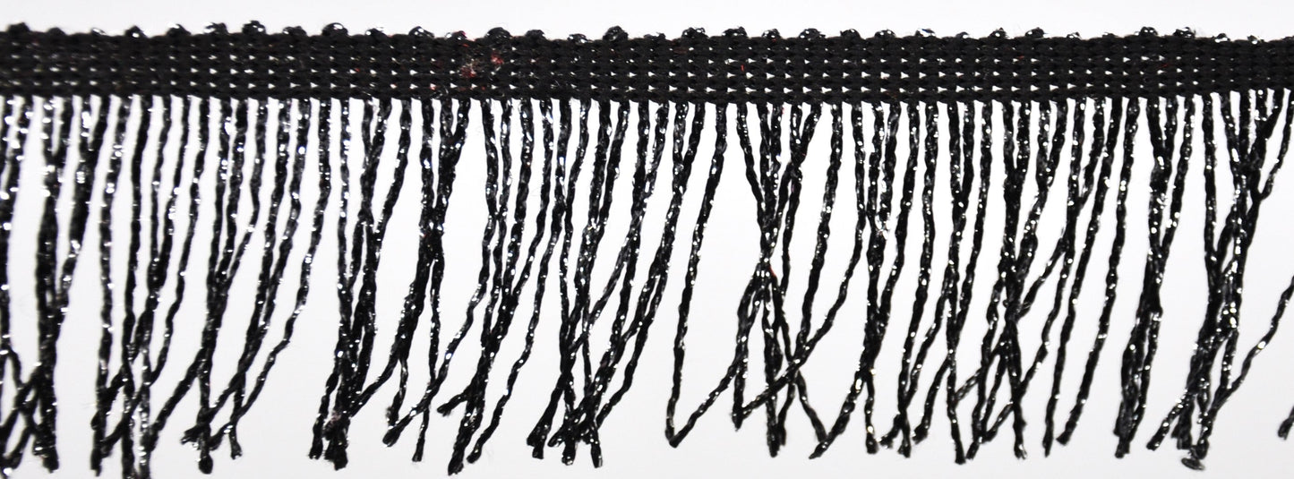 Belagio Enterprises - 2-inch Metallic Chainette Fringe (15 Yard Roll) - P-7043M-02/11 Black