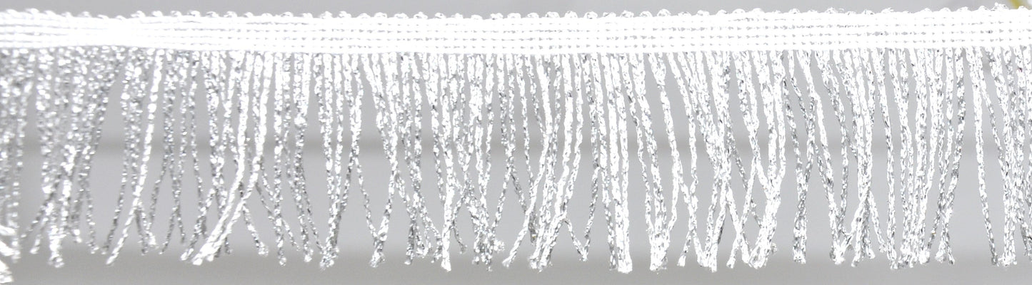Belagio Enterprises - 4-inch Metallic Chainette Fringe (15 Yard Roll) - P-7044M-11 Silver