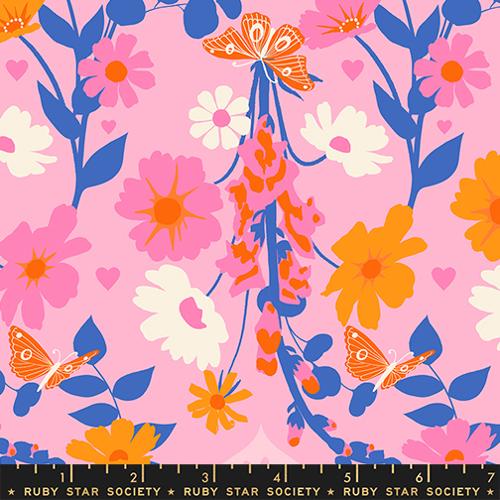 Best Day Ever Posy Floral Butterflies Cotton 43"/44" Fabric Per Yard