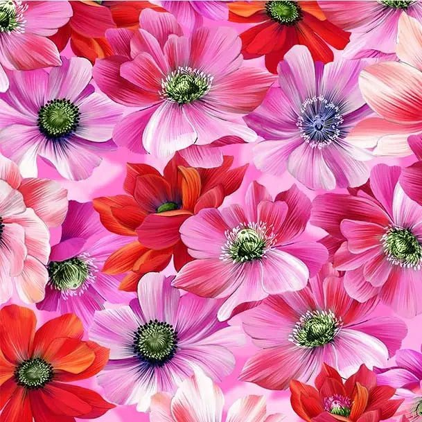 Pink Fresh Bouquet Wideback Fabric Per Yard