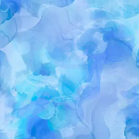 Blue Aura Watercolor Blender Wideback Cotton Fabric - ( 3/4 Yard Pack )