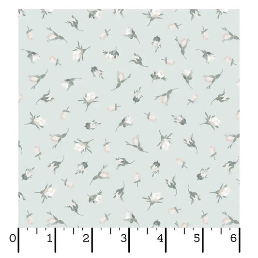 Blue Buds La Fleur Flannel Cotton 42"/43" Fabric Per Yard