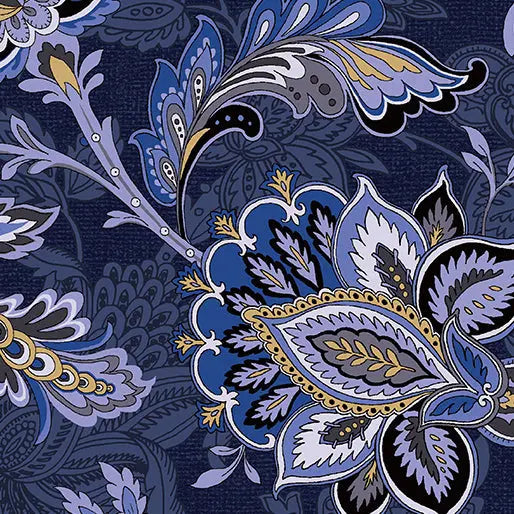 Blue Navy Footstool Cotton Wideback Fabric per yard