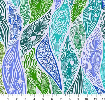 Blue Shooting Star Water Current Cotton Wideback Fabric per yard
