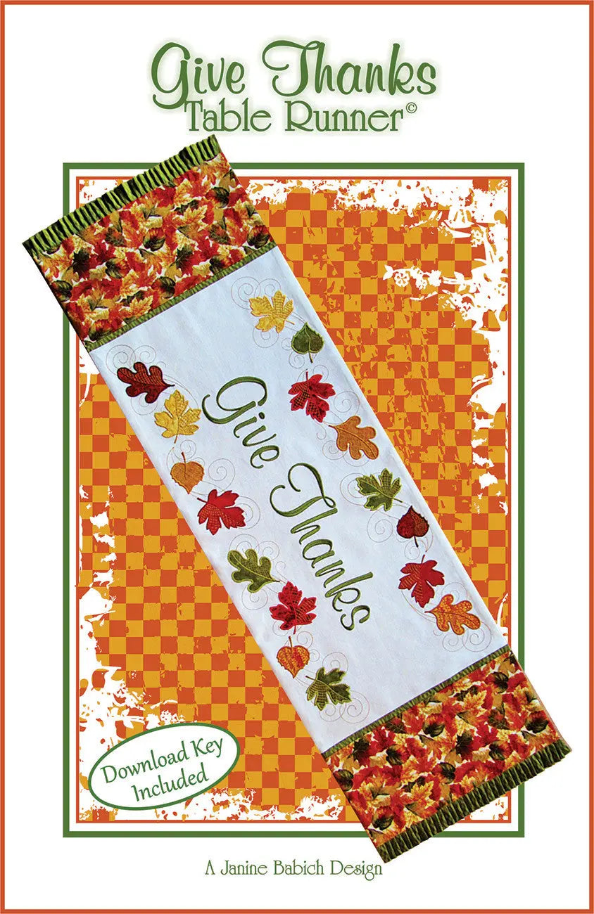 CD Give Thanks Table Runner Machine Embroidery