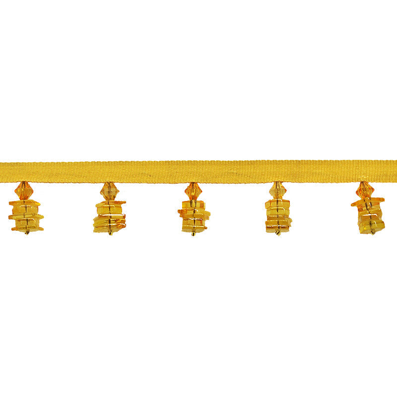 Charm Collection - 1 1/2" wide PLASTIC BEADED FRINGE (15 YDS) - BB-922-90 Yellow