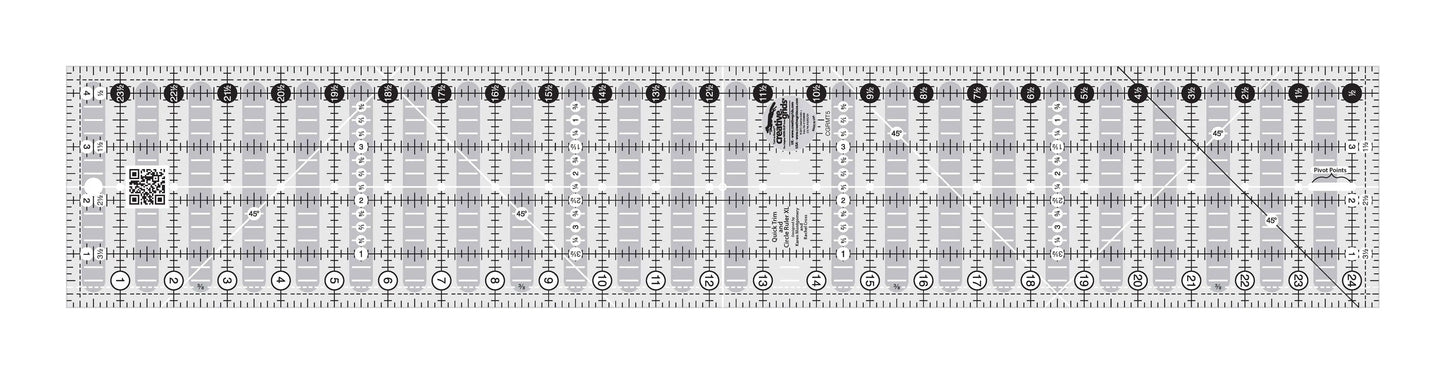Creative Grids Quick Trim And Circle Quilt Ruler Two 4-1/2in x 24-1/2in
