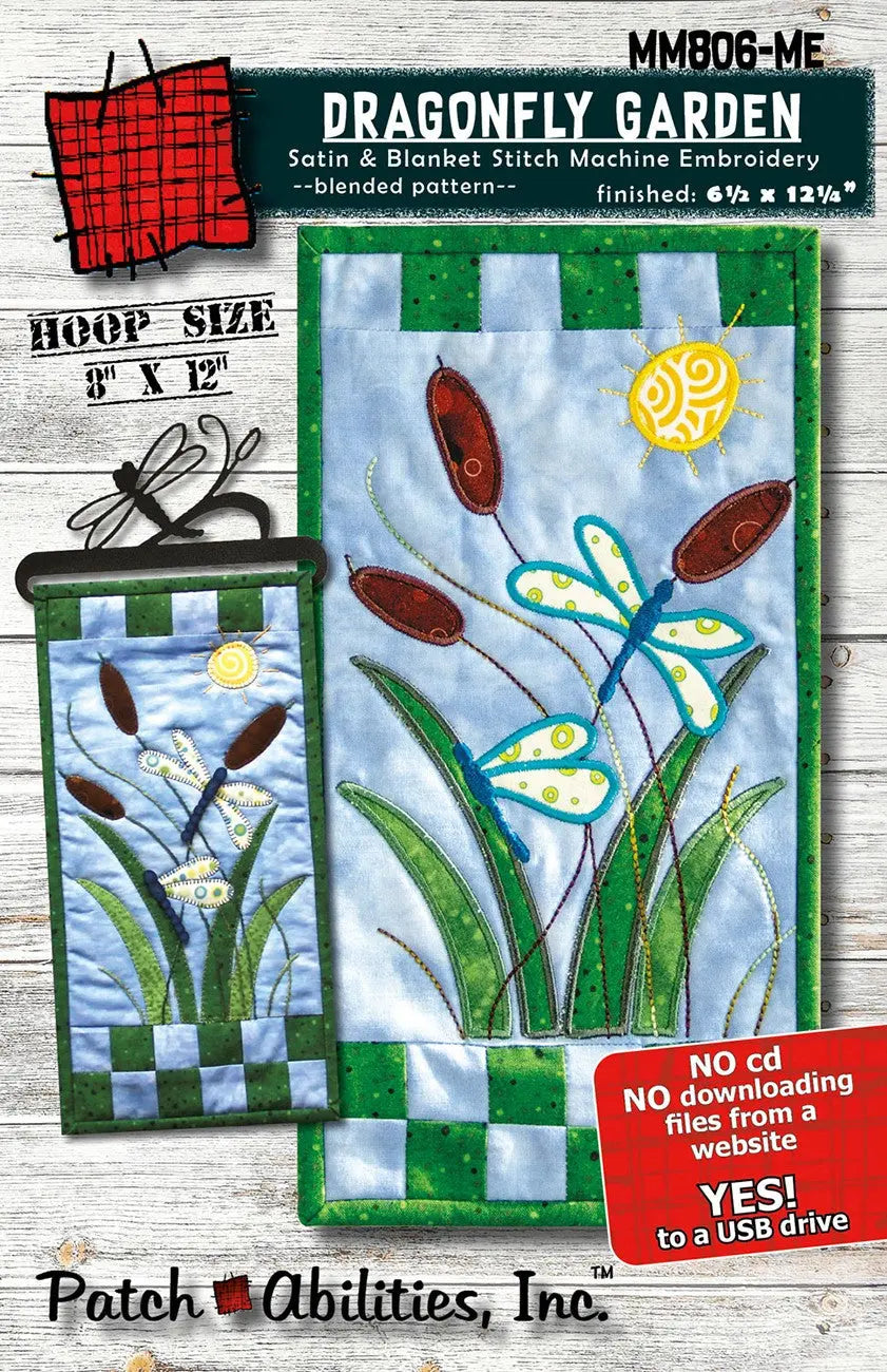 Dragonfly Garden Pattern Machine Embroidery Version