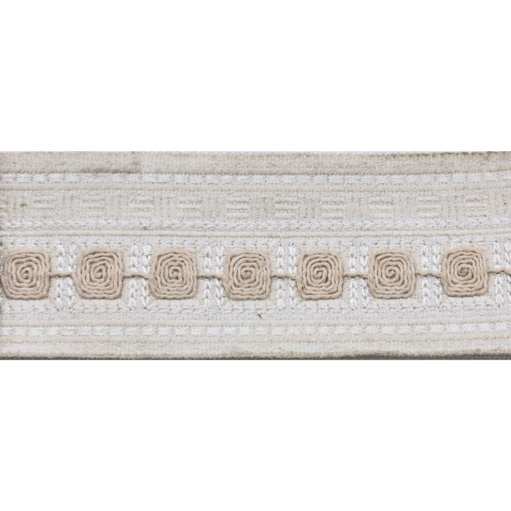 Embroidered Decorative Woven Trim Tape - 2 1/4" Width (25 Yard Roll) - BR-7567-24 Ivory