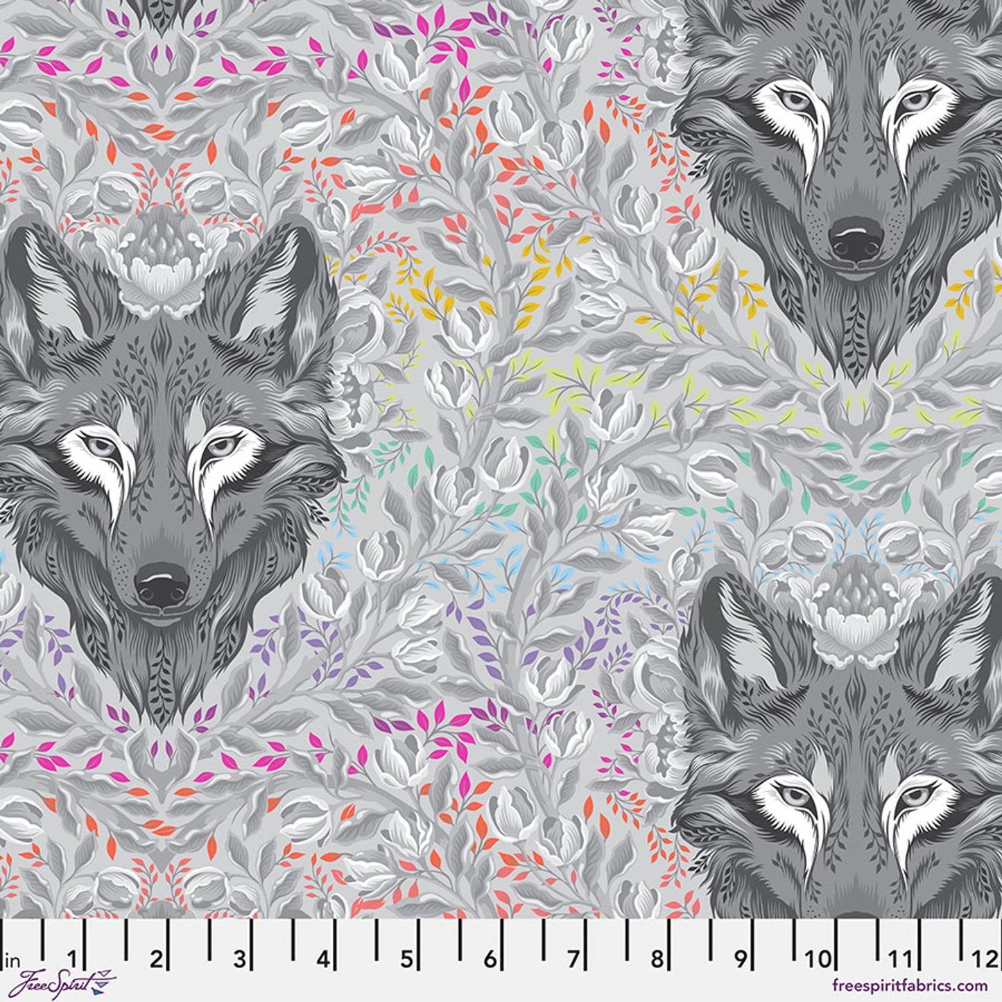 Fog Wolf of Pink Street Graywork 43/44" Cotton Fabric Per Yard