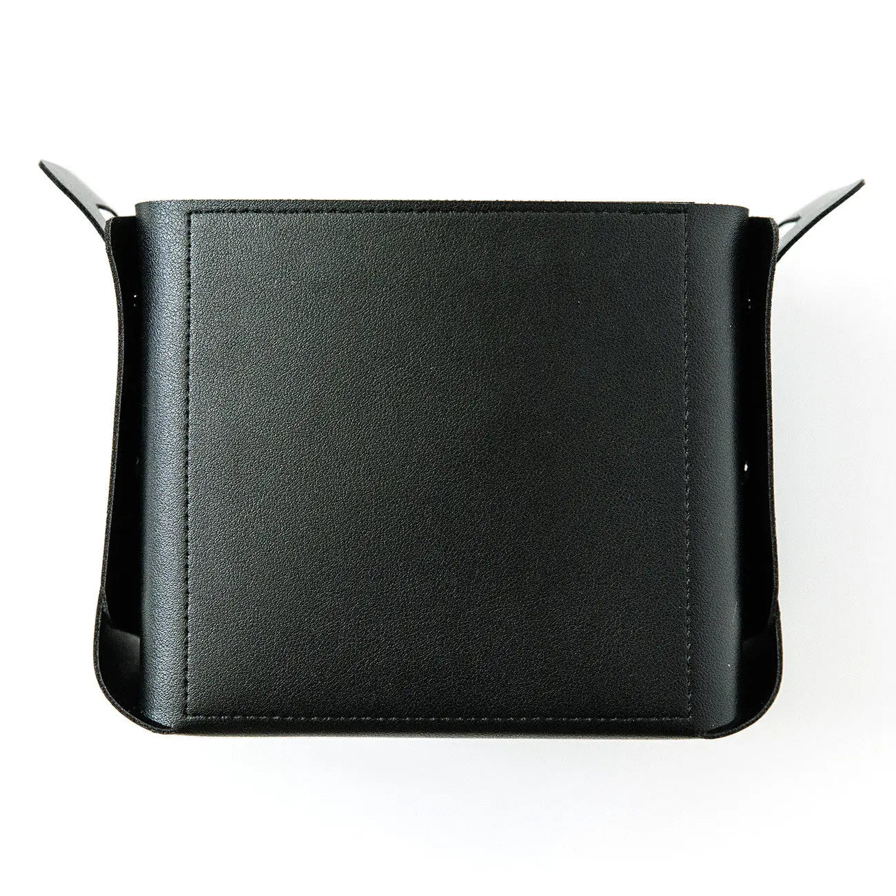 Folding Storage Tote Blank Black Leather