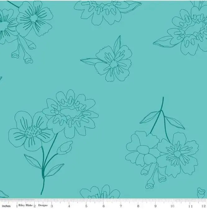 Green Aqua Multi Wideback Spring's in Town Peaccock Fabric ( 1 yard pack )