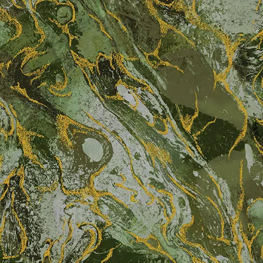 Green Marbled Earth Cotton 44”/45" Fabric Per Yard