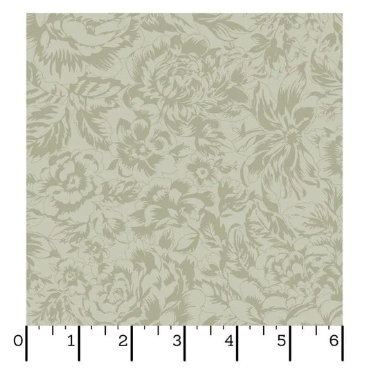 Green Tonal Floral La Fleur Flannel Cotton 42"/43" Fabric Per Yard
