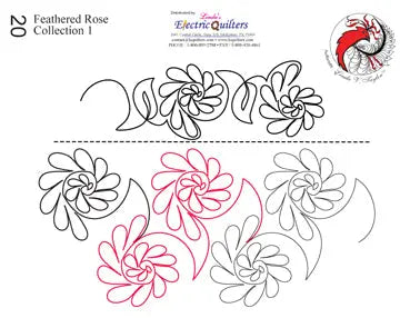 020 Feathered Rose Collection 1 Pantograph by Linda V. Taylor