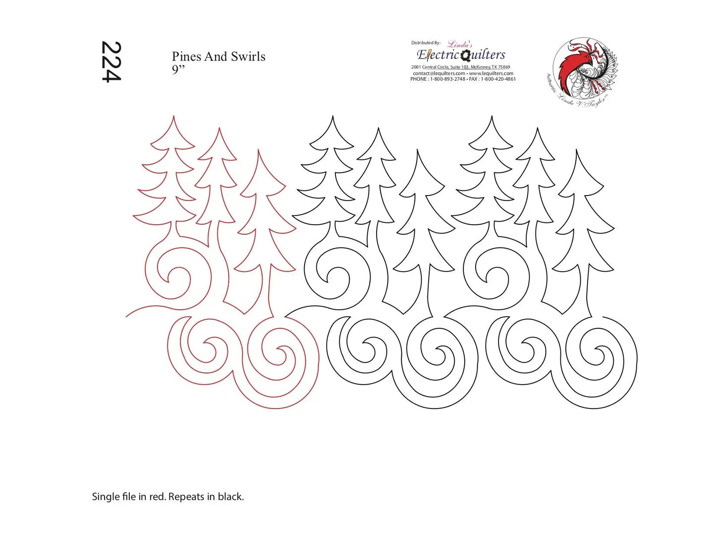 224 Pines And Swirls Pantograph by Linda V. Taylor
