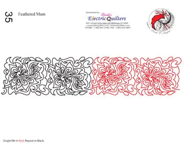 035 Feathered Mum Pantograph by Linda V. Taylor