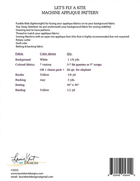 Let's Fly a Kite Applique Embroidery Pattern
