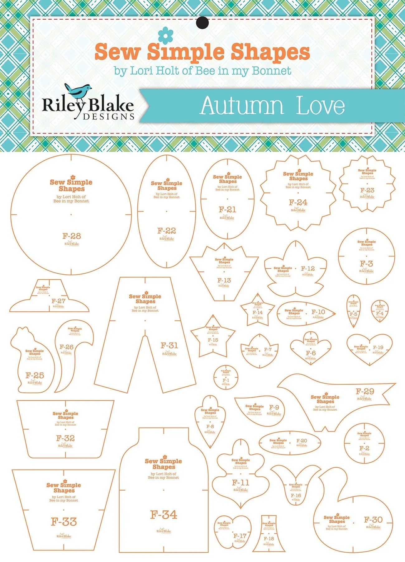 Lori Holt Autumn Love Quilt Template Set