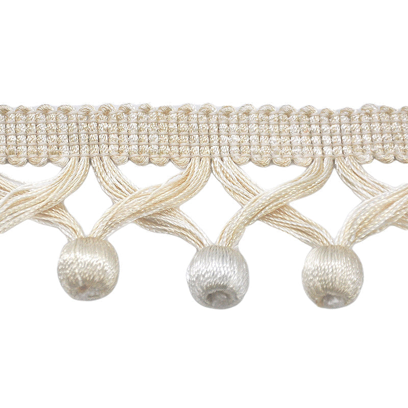 MIlante Collection - 1 3/4" Length BALL FRINGE (25 Yard Roll) - BF-1481-24/28 Beige and Ivory