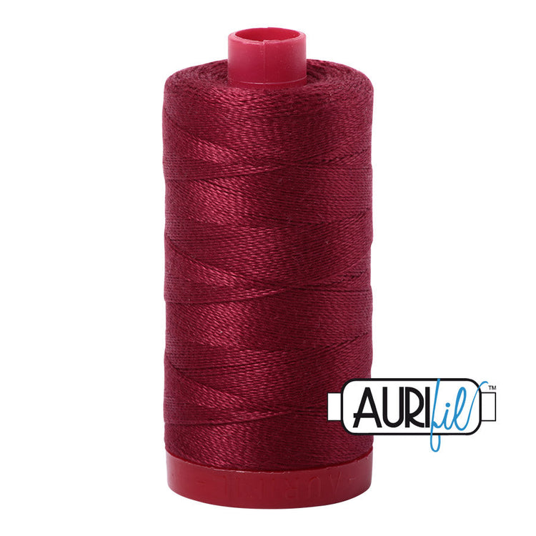 2460 Dark Carmine Red Aurifil Cotton 12 WT Large Spool