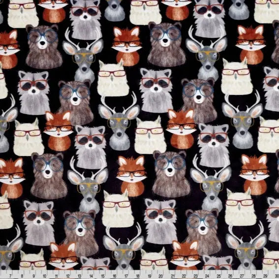 Multi Black Nature Nerds Digital Cuddle Black Fabric - ( 5/8 Yard Pack )