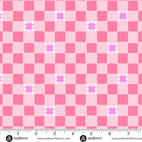Pink Twinkle Tiles Color Pop Playground Cotton 44"/45" Fabric Per Yard