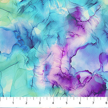 Purple Blue Abstract Marble Infatuation Cotton 44"/45" Fabric Per Yard