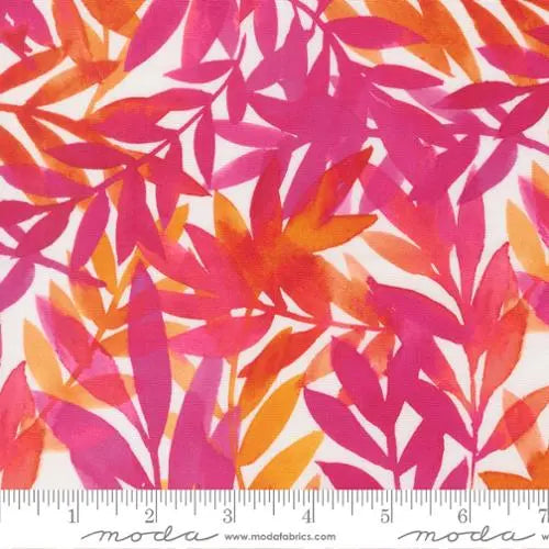 Radiant Pink Leaf Blenders Cotton 44"/45" Fabric Per Yard
