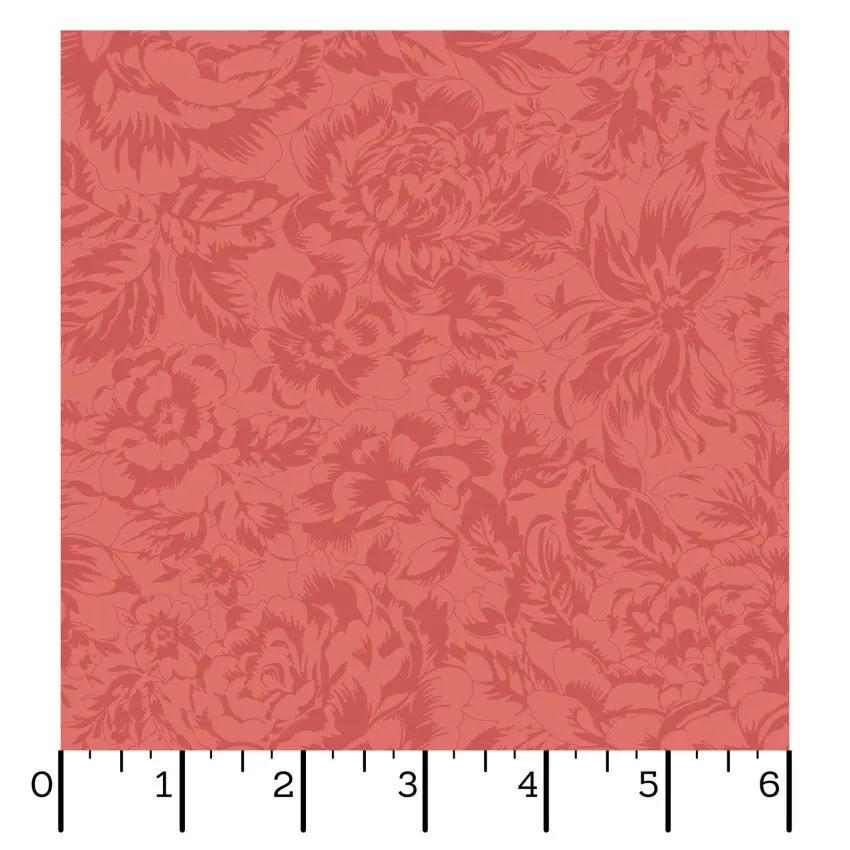 Red Tonal Floral La Fleur Flannel Cotton 42"/43" Fabric Per Yard