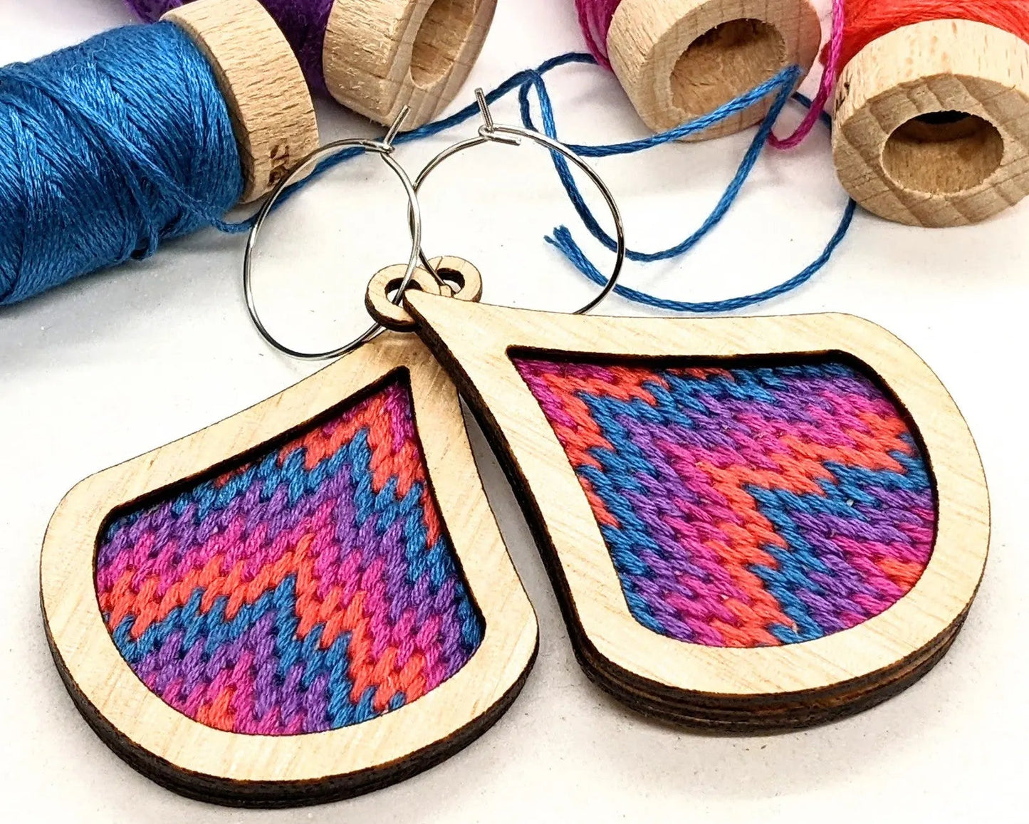 Shimmer Bargello Earrings Eucalypt