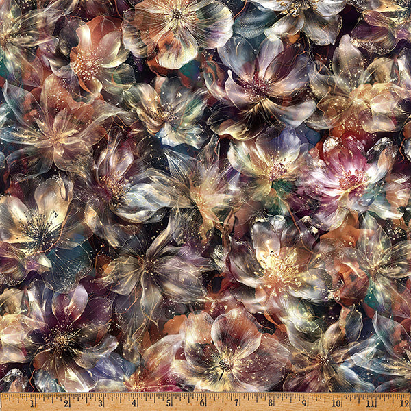 Spice Midnight Flora A Hoffman Spectrum Print Cotton 43"/44" Fabric Per Yard