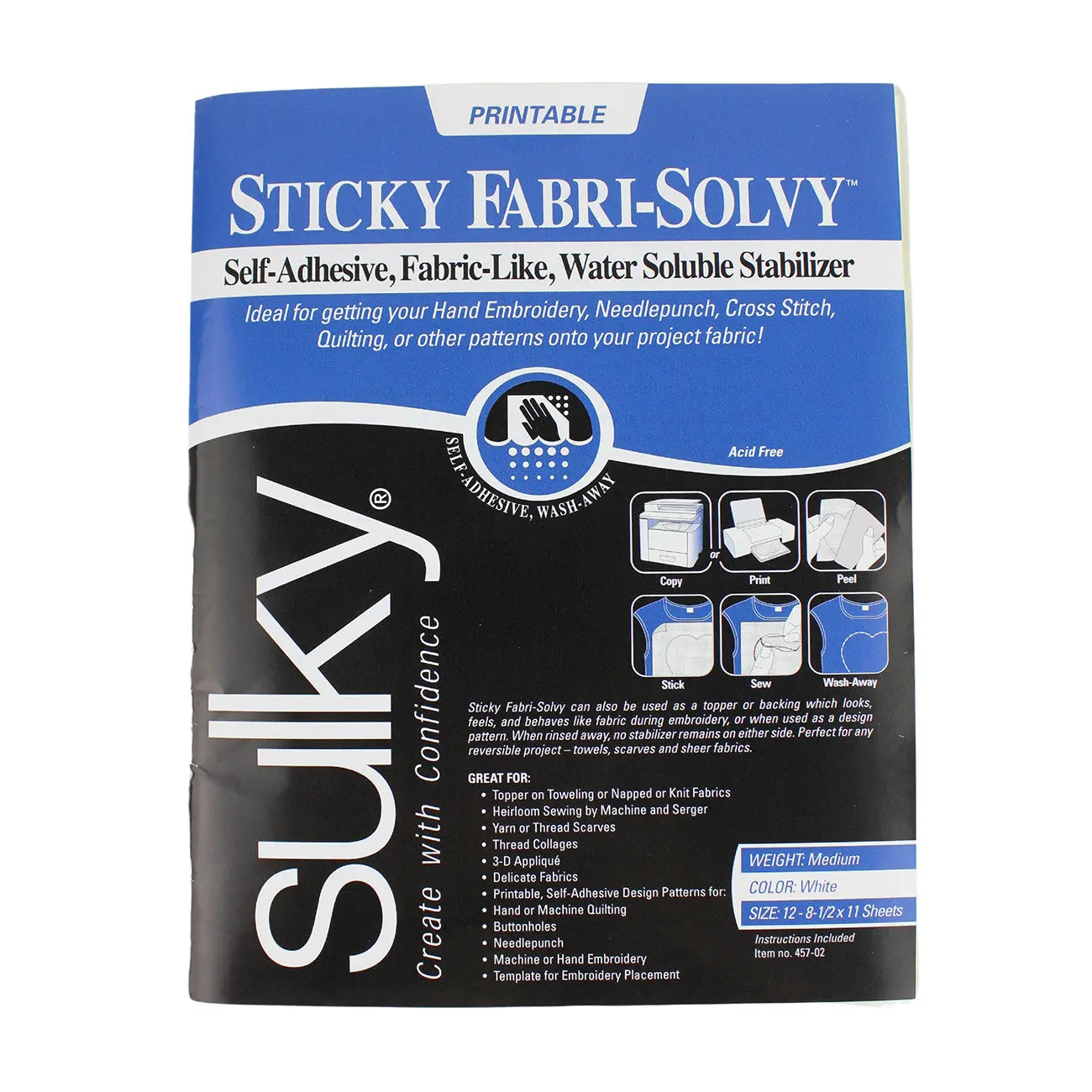 Sticky Fabri Solvy Printable Sheets 12ct 8-1/2in x 11in