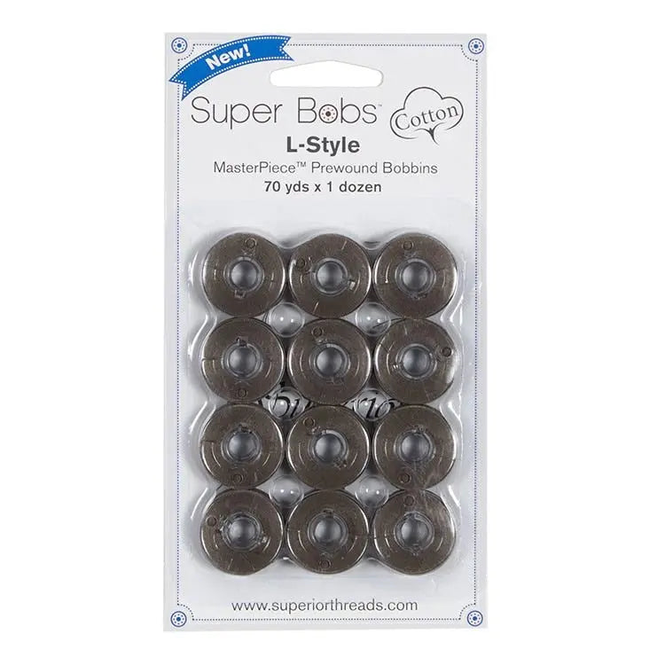 Super Bobs Cotton #181 Nightscape (L-Style) 12 pack pre-wound bobbins.