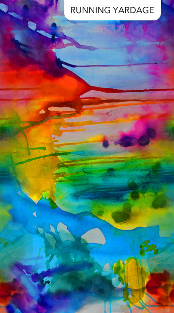 Transcendence Multi Rainbow Paint Splash Cotton 44"/45" Fabric Per Yard