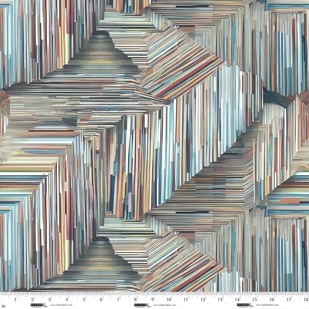 Turquoise Slats Out of the Woodwork Cotton 44"/45" Fabric Per Yard