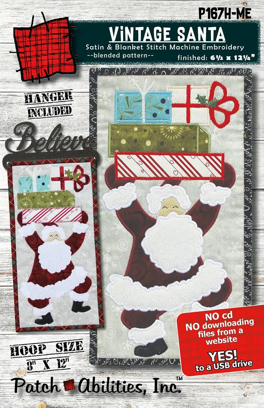 Vintage Santa Machine Embroidery Version with Hanger