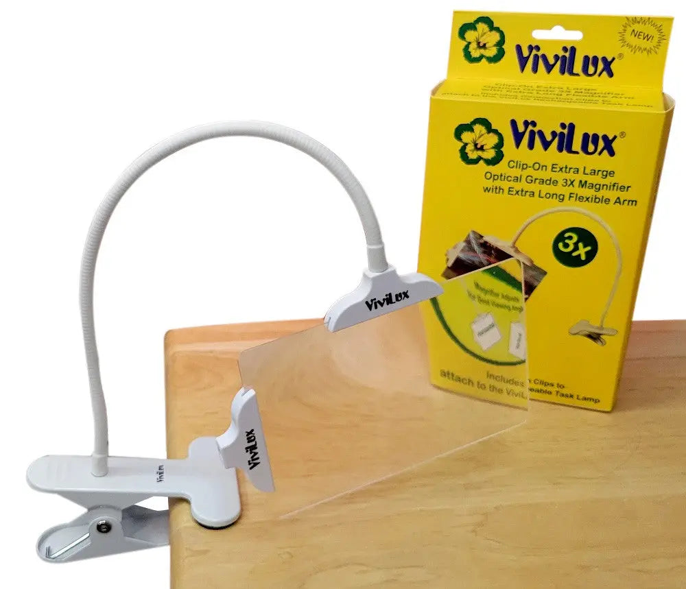 ViviLux 6in x 4in Optical Grade 3x Magnifier with Clip Attachment