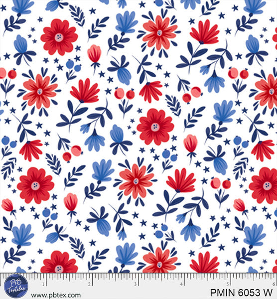 White Patriotic Minis PMIN-6053-W Cotton 44/45 Fabric Per Yard