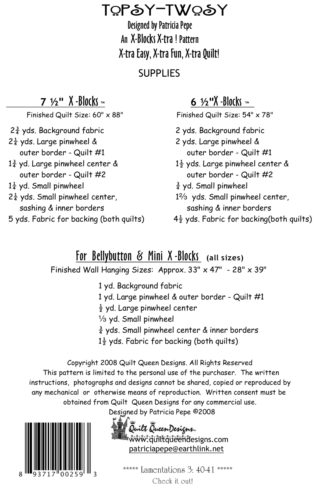 X-Block Topsy Twosy Pattern