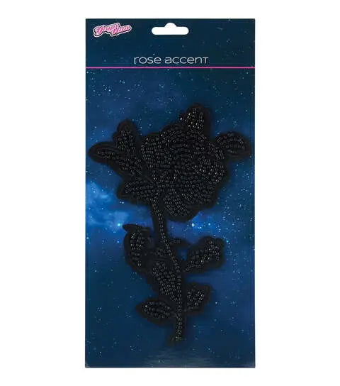 Yaya Han 4.33''x6.69'' Sew on Rose Accent Applique Black