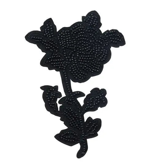 Yaya Han 4.33''x6.69'' Sew on Rose Accent Applique Black