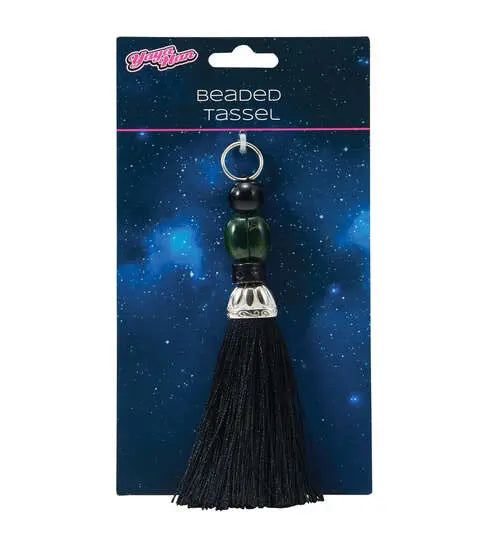 Yaya Han 5''x0.75'' Sew on Beaded Tassel Black & Silver